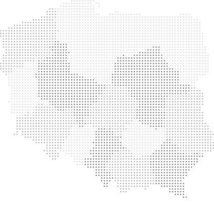 Mapa Polski z zaznaczonymi miastami, w których znajdują się kliniki okulistyczne grupy Optegra oraz Vidium Medica.